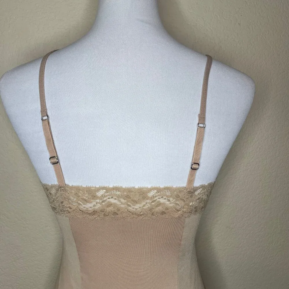 Jones New York Vintage Champagne Satin Lace Trim Slip Dress Medium